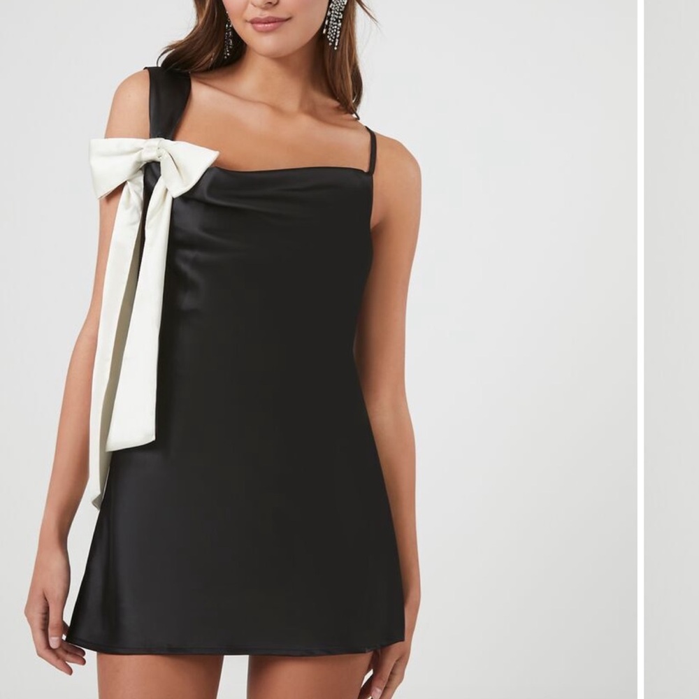 Satin Bow Mini Dress